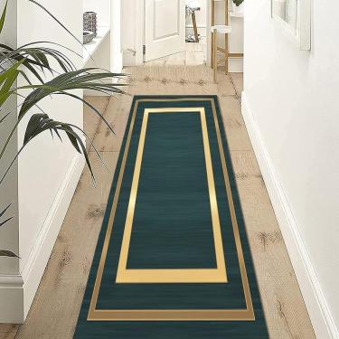 Imagem de Tapete Corredor Verde Dourado Para Corredor, Canto Da Rua Hall, 1m, 1,5m, 2m, 2,5m, 3m, 3,5m, 4m, 4,5m, 5m, 5,5m E 6m, Tapete Corredor Longo Com Base De Borracha, Antide, 60×300cm/2ft×9.8ft