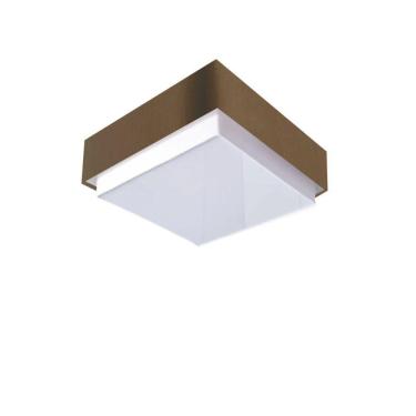 Imagem de Plafon Quadrado Vivare Md-3089 Cúpula Em Tecido 40x40cm - Bivolt Café 127/220v