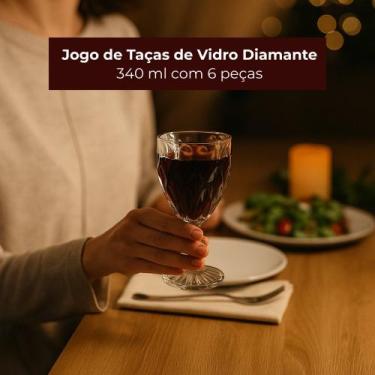 Imagem de Jogo de Taças de Vidro Diamante 340 ml com 6 peças - PRATICASA