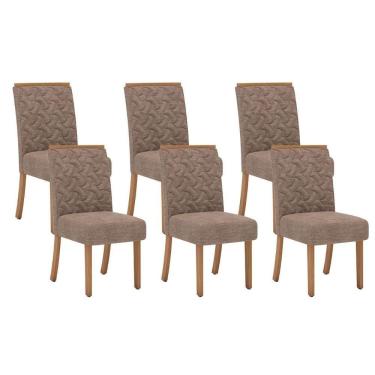 Imagem de Cadeira Sala de Jantar Esther Kit 6 Un Nature/Linho Cacao - Henn