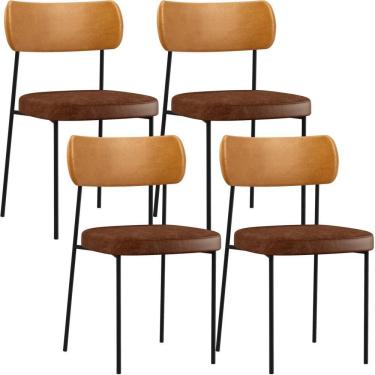 Imagem de Kit 04 Cadeira Para Sala De Jantar Melina L02 Marrom Whisky