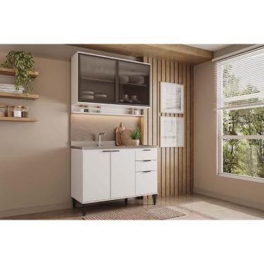 Imagem de Cozinha Completa Alpha 2 Peças (1aéreo+1balcão) C2p54 Branco - Carraro