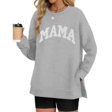 Imagem de Camiseta LOMON de manga comprida grande, bordada Mama, feminina