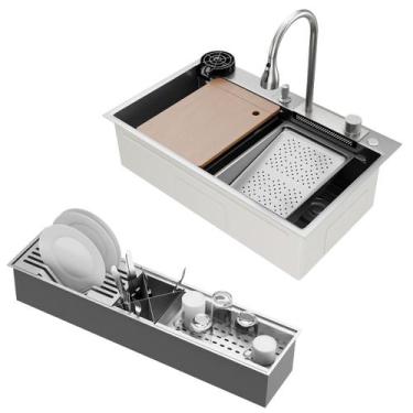 Imagem de Kit Cuba Gourmet Miami Aço Inox 304 e Calha Organizadora Aço Inox Gold