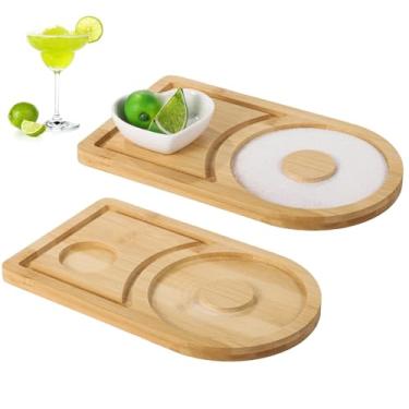 Imagem de Conjunto de 2 escorredor de sal Margarita de madeira, kit de ferramentas de borda de coquetel, serve para copos de até 12 cm, tigela não incluída, ótimo para eventos sociais e