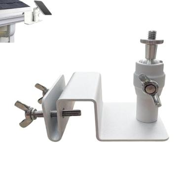 Imagem de WiTi Suporte de calha para painel solar Eufy, Arlo, suporte ajustável de aço inoxidável para obter sol, instalação sem broca compatível com câmera Eufy S220 (branca)