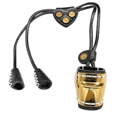 Imagem de LUMINFLY Protetor de polegar de latão tradicional para tiro com arco e enchimento macio, protetor de dedo com design mongol, ajustável para caça