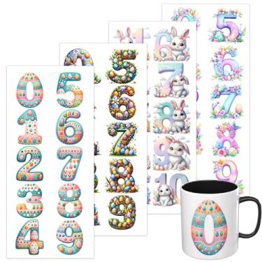 Imagem de Elewins Adesivos UV DTF - 4 peças UV DTF Cup Wrap adequado para 473 ml, canecas, cadernos, etc. Para criatividade DIY, adesivo de transferência UV DTF de alta viscosidade (números de Páscoa)