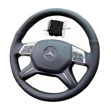 Imagem de Acessório de proteção interior de couro genuíno preto costurado à mão para capa de volante de carro, para BC-GL350