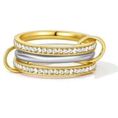 Imagem de ZHDHDQ Anéis empilháveis de ouro para mulheres, não manchados, prata grossa zircônia cúbica CZ Spinelli Kilcollin conjunto de alianças de casamento GIift para mulheres presentes de Dia das Mães, 8