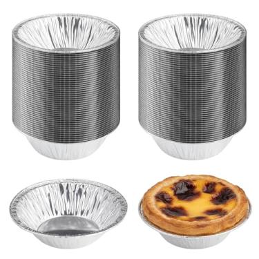 Imagem de ZHLKHIOP 200 formas de mini torta - conjunto de lata de alumínio descartável para assar. Mini latas de torta perfeitas com tampa alternativa para sobremesas, festas e eventos. Formas de torta para uso