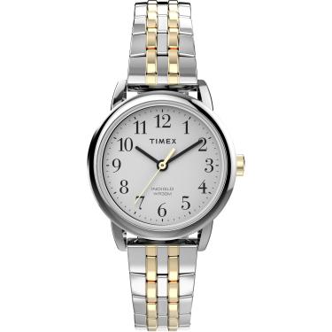 Imagem de Timex Relógio feminino T2P298 Easy Reader 25 mm com pulseira de expansão de aço inoxidável de dois tons, Expansão em dois tons, 25 mm, Movimento de quartzo