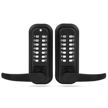 Imagem de Fechadura de porta sem chave dupla face com alça, fechadura de porta de teclado duplo