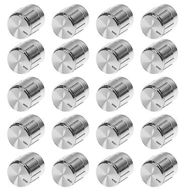 Imagem de DIKAVS 20 peças de botões de controle de potenciômetro de eixo de 6 mm de diâmetro para botões de tom de volume de guitarra elétrica (cinza prateado)