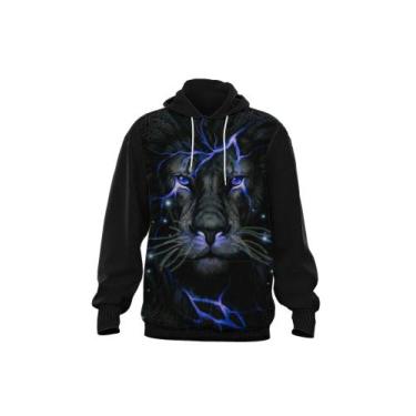 Imagem de Blusa Moletom Casaco Leão Bravo Full Frente 3d - Mundo Sublimado, Azul