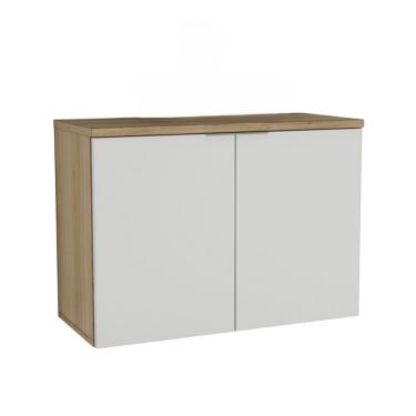 Imagem de Gabinete de Banheiro Nature 2 Portas Carvalho e Branco 90 cm