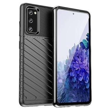Imagem de Capa para Samsung Galaxy S20 FE. Fibra de carbono refinada, anti-queda, anti-impressões digitais, proteção integral. A capa do telemóvel é compatível com Samsung Galaxy S20 FE