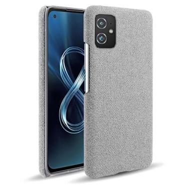 Imagem de Capa para ASUS Zenfone 8 ZS590Ks,Capa desenhada em lona,Case Protetora Ultrafina com Empunhadura Macia,Design em Tecido Antichoque e Antiarranhões-Light gray