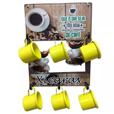 Imagem de Suporte Organizador 6 Canecas De Café Em Alumínio - Amarela - Retrofen