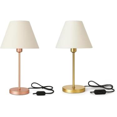 Imagem de Abajur de Mesa Dourado e Rose Gold com Cúpula Branca – Toque Sofisticado para sua Decoração KIT 2