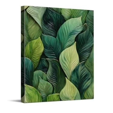 Imagem de CYFDYVT Impressão de arte botânica de folhas verdes tropicais texturizadas com design de folhagem em camadas para decoração de casa inspirada na natureza moderna arte em tela 20 x 25 cm