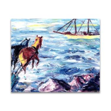 Imagem de RYLJCZ Pinturas famosas abstratas. Pôsteres e impressões de arte de Emil Nolde (Embarcação). Reprodução em tela. Quadro decorativo para sala de estar. (30 x 35 cm (11,8 x 13,7 pol)/sem moldura)