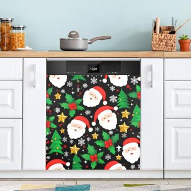 Imagem de ATTX Capa magnética de Papai Noel para lava-louças, 58,4 cm C x 66 cm A, decoração da capa da máquina de lavar louça, decalques de armário doméstico e eletrodomésticos adesivos #457