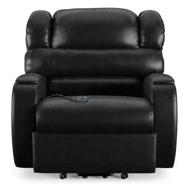Imagem de Poltrona Do Papai Reclinável Napoli Elevação Lift Elétrico Pu Brilho Fh1 Preto