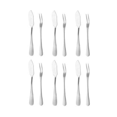 Imagem de Faca Manteiga Espatula e Garfo para Petiscos Fruta Inox 12un - CASACHA