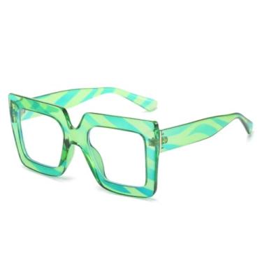 Imagem de Óculos vintage com lentes transparentes, unissex, armação de óculos feminina da moda (Flor Verde)