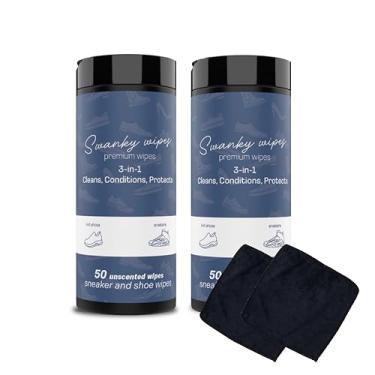 Imagem de Lenços limpadores de sapatos Swanky – Limpador de couro e tênis, remove sujeira, sujeira e manchas, sola de sapato e lenços de limpeza de botas, Branco, 100 Count