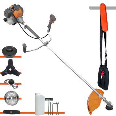 Imagem de Podador de Cortar Grama Tekna RL430-P À Gasolina 2T 1,7HP 43cc Com Lâmina Facão + Lâmina 3 Pontas + Disco 40 Dentes + Trimmer + Carretel de Nylon