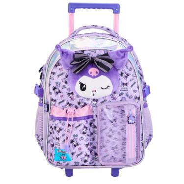 Imagem de Mochila Escolar De Rodas Kuromi Hello Kitty Luxo Plush