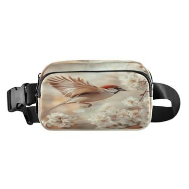 Imagem de CEBUGI Pochetes de caminhada para homens e mulheres, pochete Sparrow Flying Fashion resistente à água com cinto ajustável para treino, viagem, corrida