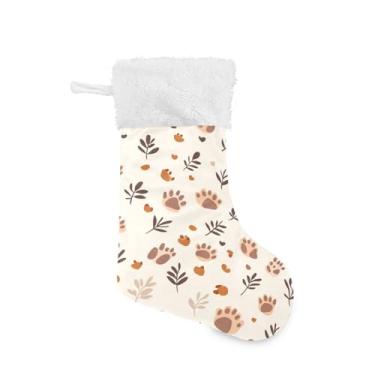 Imagem de Wassud Meia de Natal fofa com patas e folhas brancas de 45,7 cm para decoração de lareira e cornija de lareira 1 pacote