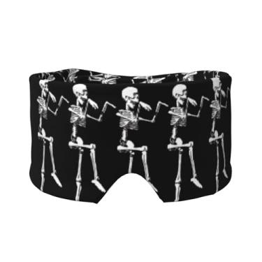 Imagem de Máscara protetora para olhos e orelhas com estampa de caveira de esqueleto para o Dia das Bruxas, respirável, ajustável, blecaute, confortável