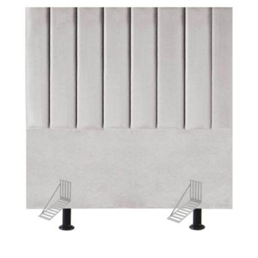 Imagem de Cabeceira Estofada Cama Casal Box 140 Cm Lídia Linho E Frame Cinza Claro