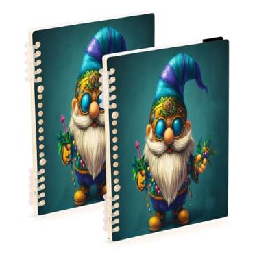 Imagem de Burbuja Cadernos Gnomo Mardi Gras, papel pautado universitário A5 com 60 folhas, fichário para escritório, 2 unidades