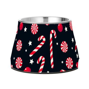 Imagem de Burbuja Tigela de ração de aço inoxidável para cães Candy Cane para comida e água, antiderrapante para cães médios e gatos, 590 ml