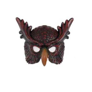 Imagem de Adulto Halloween Máscara para Festa de Carnaval Cosplay Recruta Atmosfera Bola Vestido Festa Vestido Coruja Máscara 3 pçs/conjunto (Vermelho, Tamanho Único)