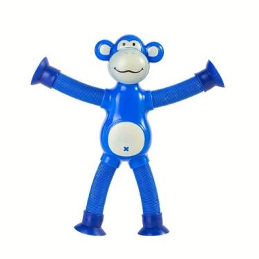 Imagem de Pop Tube Macaco - Brinquedo Infantil que Estimula Criatividade, Psicomotricidade, Concentração e Diversão - Ideal para Crianças (Azul)