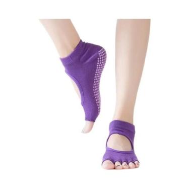 Imagem de Meias De Pilates E Yoga Femininas Antiderrapantes Com Cinco Dedos, Sem