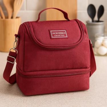 Imagem de Bolsa Térmica com 2 Compartimentos com Alça Transversal Para Lancheira e Salgadinhos Leve para Academia Fitness Escritorio Almoço Primum (Vinho)