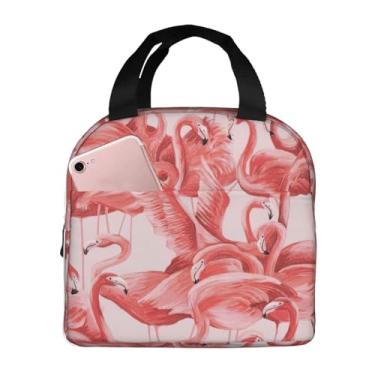 Imagem de SUHNGE Lancheira térmica com estampa de flamingo, lancheira rolltop para mulheres, homens, adultos e adolescentes