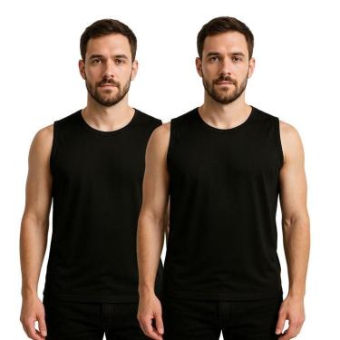 Imagem de Kit 2 Camisetas Regata Masculina Lisa Dry Academia Fit-Masculino