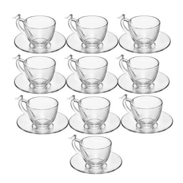 Imagem de Jogo 10 Xícara De Café De Cristal Ecológico Com Pires Bird 80ml Wolff