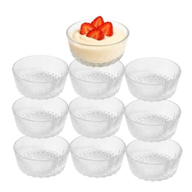 Imagem de Jogo 10 Bowl De Vidro Pote Para Sobremesa Clear Diamantino 260ml Em Casa Tem