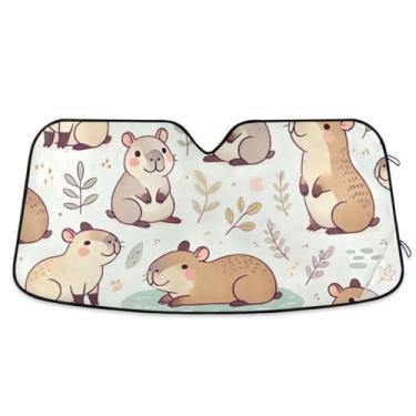 Imagem de Pára-brisa de carro capivaras fofo para-sol para-brisa frontal mantém seu veículo fresco