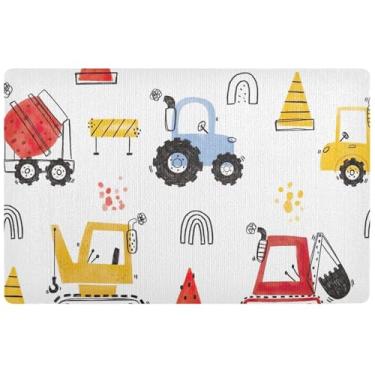 Imagem de Capacho de caminhão personalizado para veículos trator infantil tapetes internos engraçados para entrada tapetes antiderrapantes para casa lavável tapete de porta da frente 81,3 cm x 50,8 cm