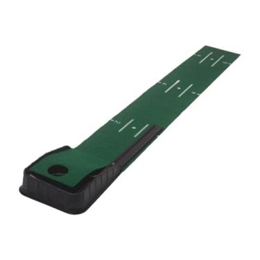 Imagem de oshhni Tapete de treino de golfe, simulador de golfe, equipamento de treino de putt para escritório e casa.